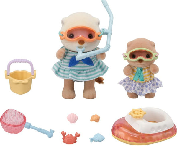 Calico Critters Sea Otter Sisters Splashy Snorkel Set, Dollhouse Playset with 2 Figures and Accessories