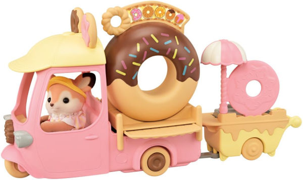 Calico Critters Dip Dip Donuts Wagon, Dollhouse Playset with Figure, Vehicle and Accessories