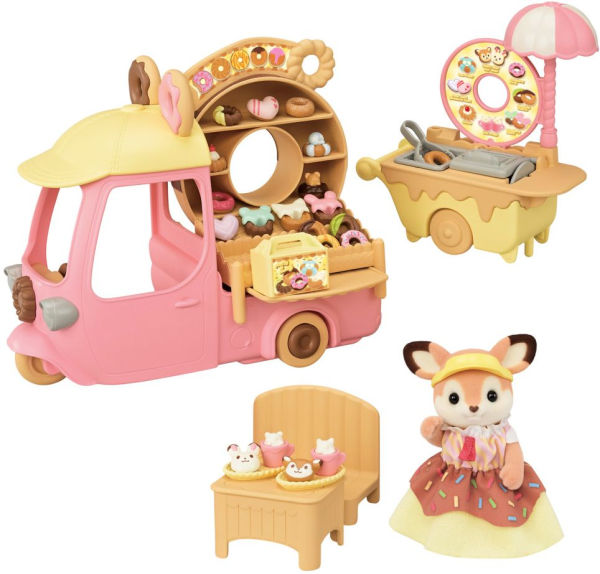 Calico Critters Dip Dip Donuts Wagon, Dollhouse Playset with Figure, Vehicle and Accessories