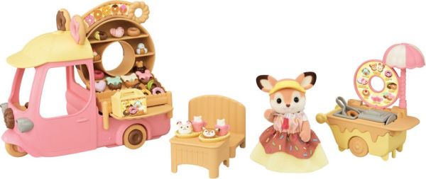 Calico Critters Dip Dip Donuts Wagon, Dollhouse Playset with Figure, Vehicle and Accessories