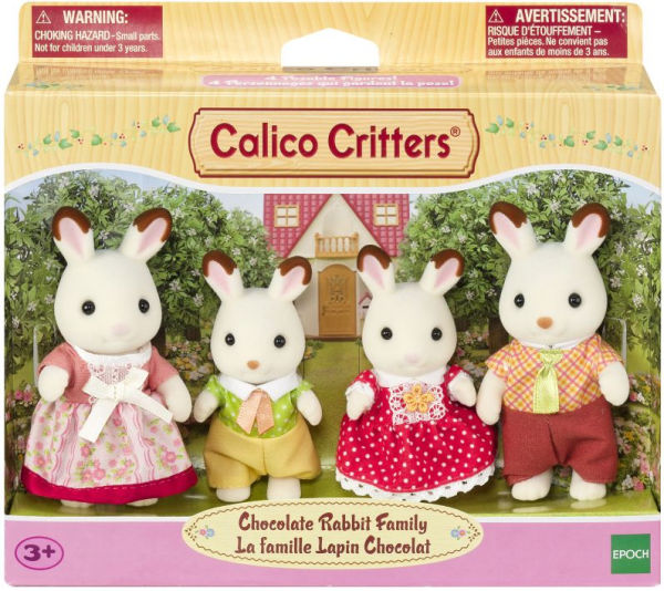 Calico Critters Chocolate Rabbit Family, Set of 4 Collectible Doll Figures