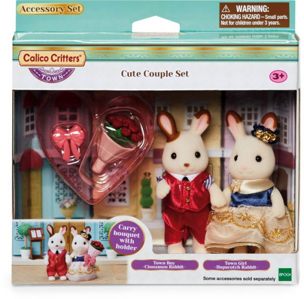 Calico Critters Town Series Cute Couple Set, Set of 2 collectivle Doll Figures with Fashion and Floral Accessories