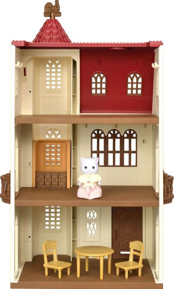 Calico Critters Red Roof Tower Home, 3 Story Dollhouse Playset with Figure, Furniture and Accessories