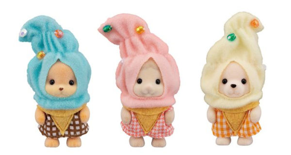 Calico Critters Ice Cream Cuties, Limited Edition Playset with 3 Collectible Figures and Costume Accessories