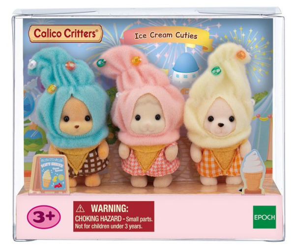 Calico Critters Ice Cream Cuties, Limited Edition Playset with 3 Collectible Figures and Costume Accessories