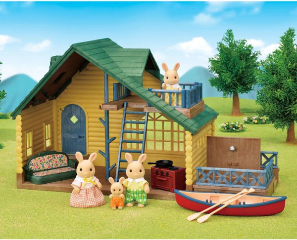 Calico Critters Log Cabin Gift Set Dollhouse Playset with 4