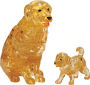 Dog with Puppy Crystal Puzzle - gold color