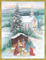 Creche with Church Christmas Boxed Cards
