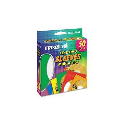 MAXELL 190134 MULTI-COLOR CD/DVD SLEEVES 50PK