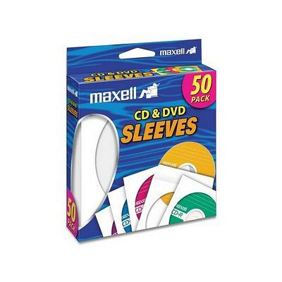 Maxell White Cd/Dvd Sleeve S - 50 Pack