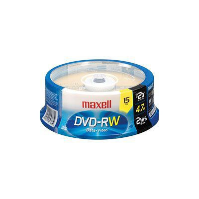 Maxell 635117 DVD-RW Discs 4.7GB 2x Spindle Gold 15 Pack