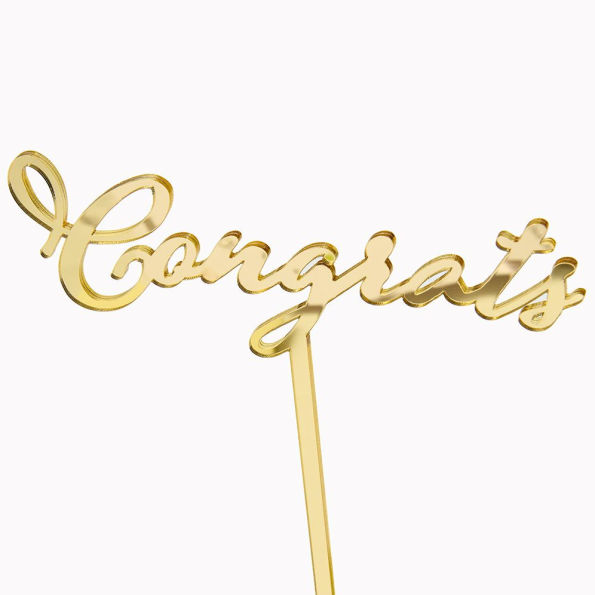 Congrats Gold Mirror Cake Topper