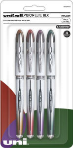 Title: uniball Vision Elite BLX Rollerball Pens, Bold Point (0.8mm), Assorted BLX Ink, 4 Pack