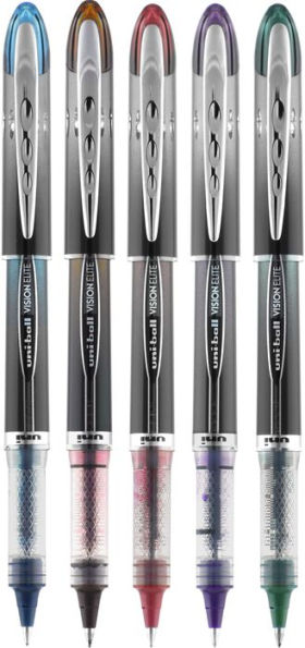 uniball Vision Elite BLX Rollerball Pens, Micro Point (0.5mm), Assorted BLX Ink, 5 Pack