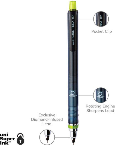 uni Kuru Toga Mechanical Pencil Starter Kit, 0.7mm HB#2, 1 Pack