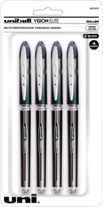 Title: uniball Vision Elite Rollerball Pens, Micro Point (0.5mm), Black, 4 Pack