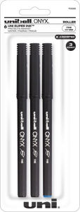 Title: uniball Onyx Rollerball Pens, Fine Point (0.7mm), Black and Blue Ink, 3 Pack