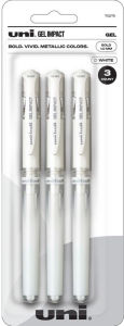 Title: uniball Signo Gel Impact Pens, Bold Point (1.0mm), White Metallic Ink, 3 Pack