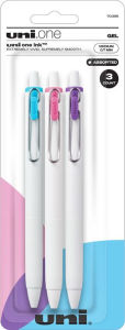 Title: uniball one Retractable Gel Pens, Medium Point (0.7mm), Assorted Ink, 3 Pack