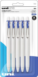 Title: uniball one Retractable Gel Pens, Medium Point (0.7mm), Blue Ink, 5 Pack