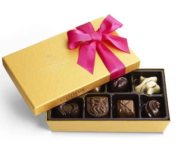 Godiva Assorted Chocolate Gold Gift Box, Spring Ribbon, 8 pc. by Cafe ...