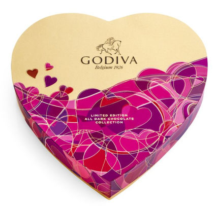 Godiva Valentine's Day Heart Assorted Dark Chocolate Gift Box, 14 pc ...