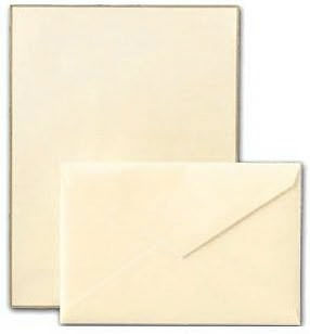 Hand Bordered Gold Half Sheets in Ecru