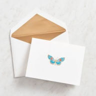 Crane Pearl White Butterfly Note Cards