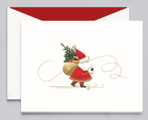 Crane Holiday Cards Christmas 2022 Engraved Skiing Santa By Crane | Barnes & Noble®