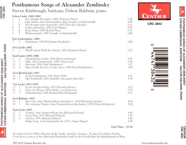 Posthumous Songs of Alexander Zemlinsky