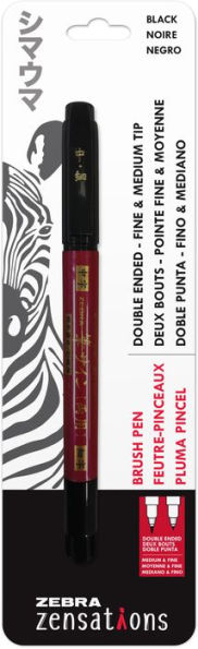Zensations Brush Pen Double Ended Fine and Medium Black 1Pk
