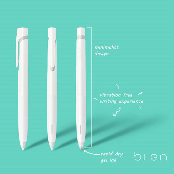 Blen Retractable Gel 0.7mm White/Black Ink 2pk