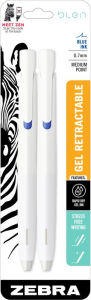 Title: Blen Retractable Gel 0.7mm White/Blue Ink 2pk