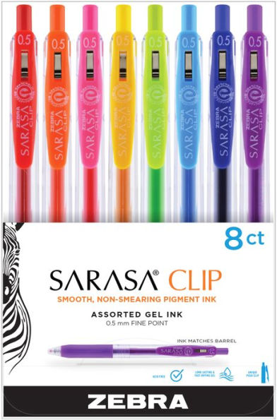 Sarasa Clip Gel Retractable 0.5mm Assorted 8Pk