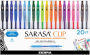 Sarasa Clip Gel Retractable 0.5mm Assorted 20Pk