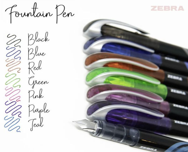 Zebra Fountain Pen 0.6mm Assorted 7pk