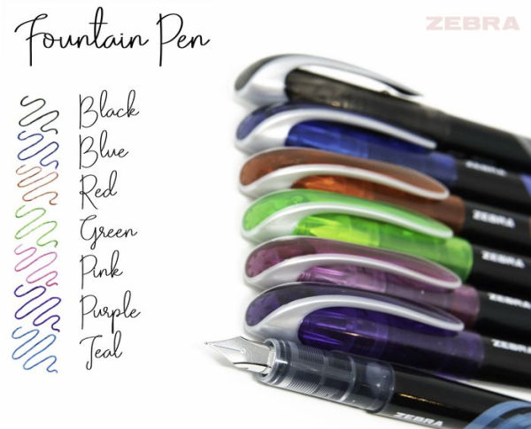 Zebra Fountain Pen 0.6mm Assorted 7pk