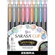 Sarasa Clip Gel Retractable 0.5mm Decoshine Colors Asst 9pk