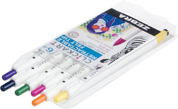 ClickArt Retractable Marker Pen 0.6mm Assorted Tie Dye 6pk