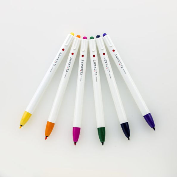 ClickArt Retractable Marker Pen 0.6mm Assorted Tie Dye 6pk