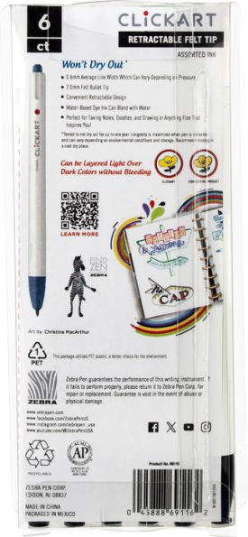 ClickArt Retractable Marker Pen 0.6mm Assorted Night Scape 6pk