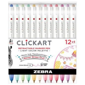 ClickArt Retractable Marker Pen 0.6mm Light Color 12pk