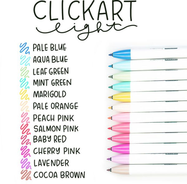 ClickArt Retractable Marker Pen 0.6mm Light Color 12pk