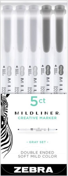 Mildliner Double Ended Highlighter Assorted Gray 5Pk