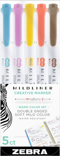 Mildliner Double Ended Highlighter Assorted Warm Color 5Pk