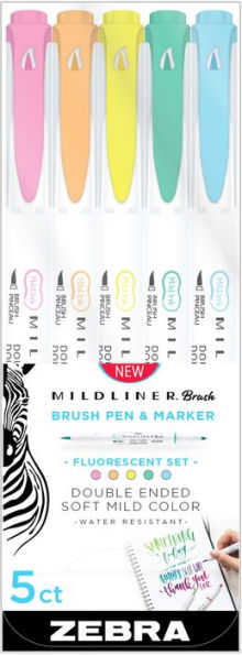 Mildliner Double Ended Brush Assorted Fluorescent 5Pk