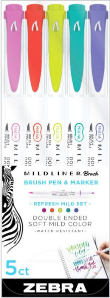 Mildliner Double Ended Brush Assorted Refresh 5Pk