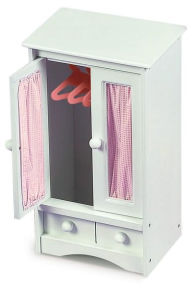 Title: Doll Armoire with 3 hangers