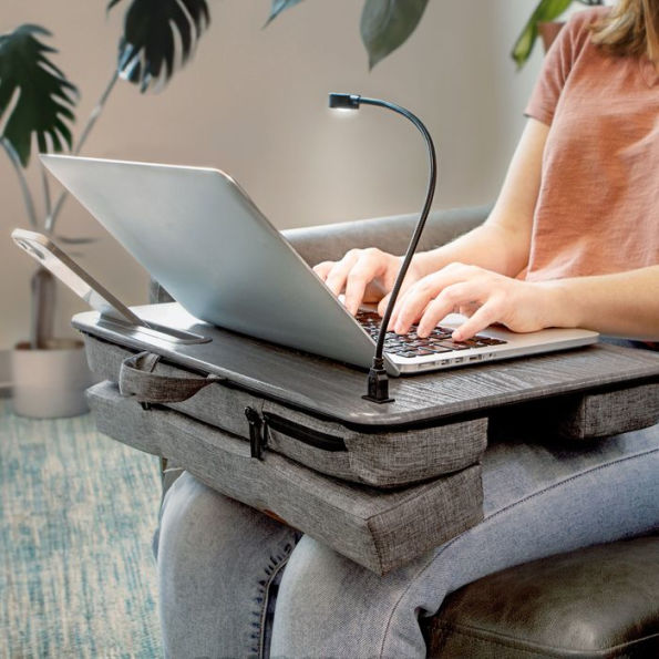 Lighted Elevation Lap Desk, Gray Woodgrain