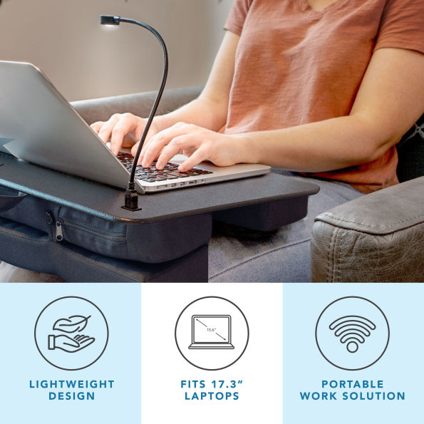 Lighted Elevation Lap Desk, Black Leather